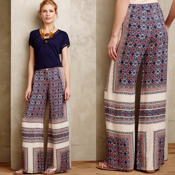 Anthropologie Yida Printed Wide Leg Pants - Picture 5 of 7